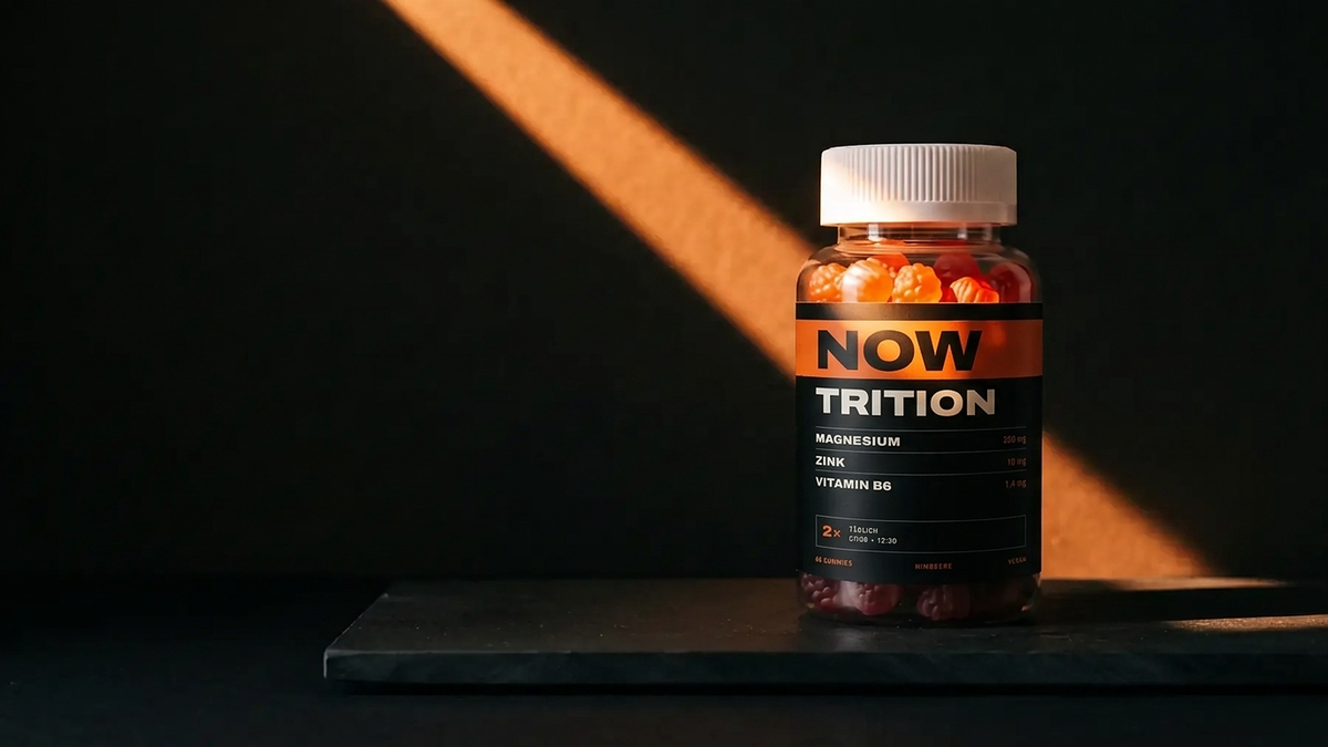 NOWTRITION Dose im Lichtstreifen auf dunklem Grund